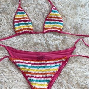 Lovers and friends knitted multi color bikini